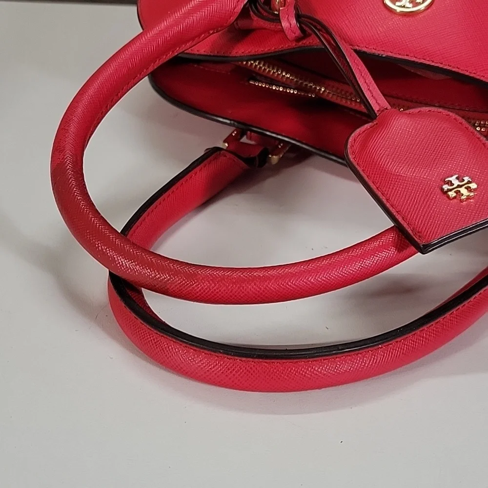 Tory Burch Fuchsia Saffiano Leather Dome Satchel Handbag